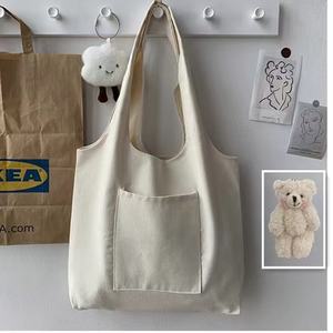 Sac fourre-tout en toile de coton robuste de 12oz personnalisé sacs à provisions réutilisables à la mode pour étudiants avec fermeture éclair logo personnalisable lettre - Product Image 4