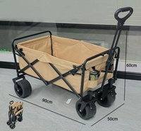 Poussette utilitaire pliante Chariot Wagon pliable Pliable utilitaire extérieur Pique-nique Camping Jardin Wagon avec sac latéral