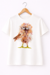Women <b>White</b> Graphic T-Shirt Cute Bird Print Short Sleeve Casual Fashion Summer <b>Tee</b> for Daily Wear For Sale - Product Image 4
