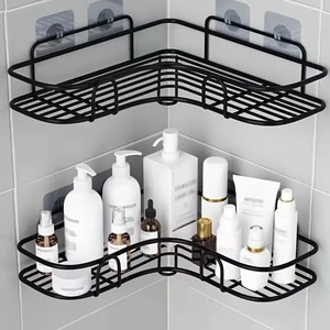 Bathroom storage <b>rack</b>, no-drill, wall-mounted, traceless, multi-functional wrought iron mesh long storage <b>rack</b> - Product Image 1