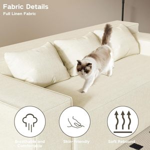 Divano Minimalista Italiano a Tre Posti in Tessuto, Senza Telaio, Completamente Imbottito in Spugna, Personalizzabile, Compresso per Spedizione Internazionale, per Soggiorno - Product Image 3