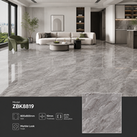 Ubin Lantai Porselen Foshan 800x800mm Motif Marmer Mewah Berkilau, Pilihan Utama Ubin Dinding Tahan Aus untuk Ruang Tamu Villa