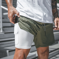 Vente en gros de shorts athlétiques de gym 2 en 1 en nylon shorts d'entraînement boxer vêtements de sport shorts de course à pied shorts de fitness pour hommes