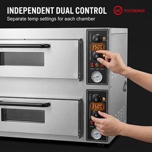 Forno Elettrico Professionale a Doppio Piano per <span class=keywords><strong>Pizza</strong></span>, Forno Commerciale in Acciaio Inossidabile a 2 Livelli, Macchina per Cuocere Pane a Doppia Camera - Product Image 3
