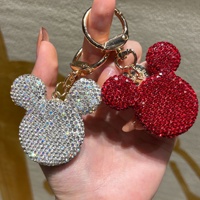 Porte-clés Mickey en strass très populaire, pendentif mignon de dessin animé pour sac à dos d'étudiant, porte-clés de voiture pour couple, cadeau en gros