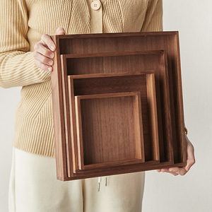 Solid Wood Storage Tray Rectangle 2-3 Compartments Office Organizer Desk Organizer For <b>Keys</b> Cosmetics Jewelry Stationery - Product Image 2