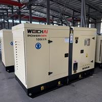 Generador Diésel Weichai de 100 kVA Listo para Fábrica, 80 kW de Potencia Primaria, Refrigeración Líquida, Arranque por Batería CC, Parada de Emergencia ATS, Base Móvil para Montacargas