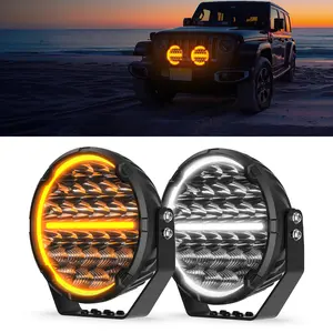 9 Inch Hid Offroad Lights With White Amber DRL Welcome Function 9 inch Spotlight 4X4 Truck