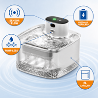 Fontaine à eau rechargeable pour animaux de compagnie 2L, distributeur d'eau sans fil pour chat, commande tactile, transparente, silencieuse