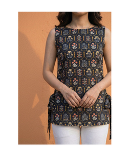 Kurti Corto con Estampado Floral para Mujer, Algodón Ligero, Informal de Verano, Prenda Étnica, Top Elegante para Uso Diario, Túnica con Diseño Tradicional Indio - Product Image 2