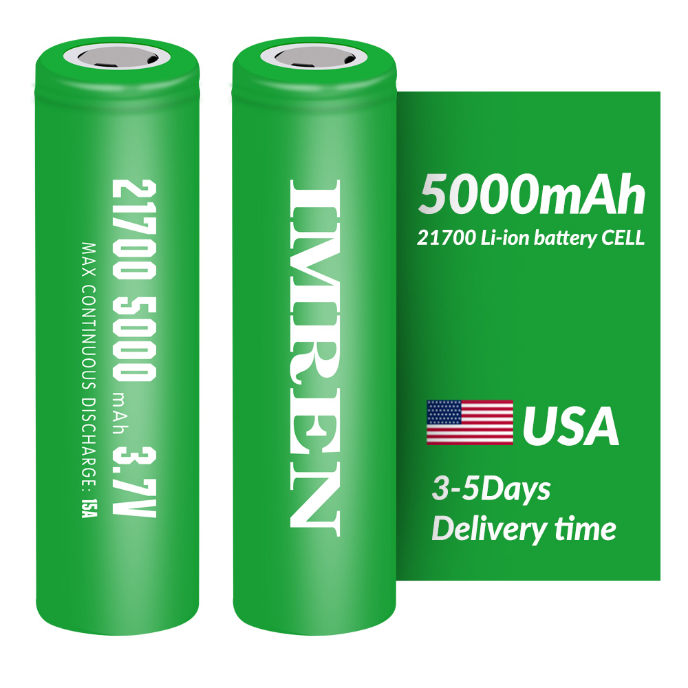 Imren 21700 Batterij 5000Mah 50e 15a Usa Voorraad 3.7V 3.6V Lithium Li Ion Cel Oplaadbare Inr21700 Cilindrische Ternaire Us 50S