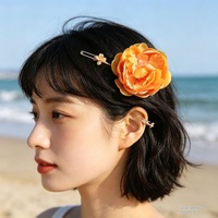 Accessoires photo de plage : Pinces à cheveux en forme de lotus et de pivoine, pinces bec de canard et épingles à cheveux en fausses fleurs, couleurs rose, bleu, rouge, orange, gris, blanc, pour mariage et extérieur
