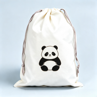 Pochette à cordon personnalisée en toile imprimée avec un adorable panda de dessin animé, sac de rangement écologique pour l'emballage de cadeaux et l'organisation d'équipements sportifs