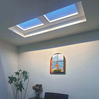 Plafonnier LED BGST simple bleu, imitation fenêtre, éclairage solaire, en aluminium, lumière chaude, pour salon