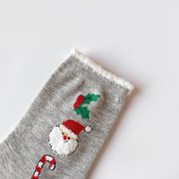 Chaussettes longues en coton rouge pour femme, mi-mollet, respirantes, avec motif de petit arbre de dessin animé, pour l'automne/hiver, Noël et le Nouvel An