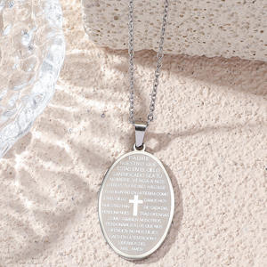 Collar Unisex GIVELUCK con Colgante de Bola de Acero Inoxidable Chapado en Oro de 18K, Cadena con Palabras Bíblicas, Personalizable, Religioso - Product Image 6