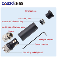 Connecteur de câblage automobile M8 en plastique, étanche IP67, à 3 broches mâle et 4 trous femelle, avec bornes à souder