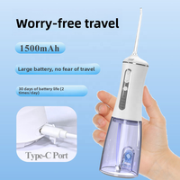 Hydropulseur dentaire portable d'usine OEM avec 4 modes de nettoyage, indice IPX7, 1800ppm, réservoir amovible de 300ml, pour marque privée