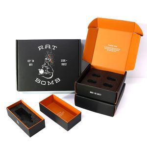 Caja de regalo de <span class=keywords><strong>2</strong></span> piezas con tapa extraíble de cartón rígido negro personalizado y embalaje a base con inserto de espuma - Product Image 4
