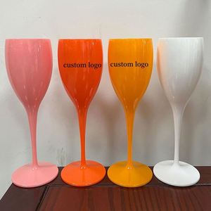 Venta de Fábrica, Copas de Champán de Plástico PS Acrílico, Color Rosa Imperial, Blanco y Negro, con Logotipo Personalizado - Product Image 1