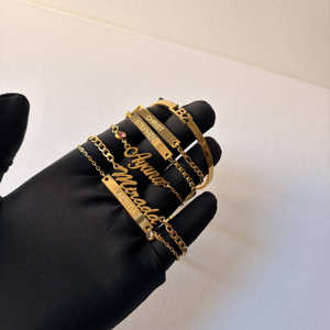 Chaîne de type curb en acier inoxydable gravable, motif géométrique, bracelet cubain pour <span class=keywords><strong>couple</strong></span>, bracelet pour homme, cadeau personnalisé, bijoux en gros - Product Image 6