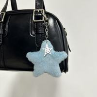 Porte-clés en peluche étoile à cinq branches mignon de style Y2K coréen, breloque rose pour sac et téléphone portable pour femme