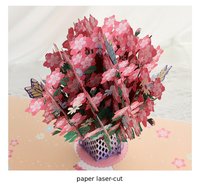 Kartu Ucapan 3D Buket Bunga Sakura Warna-warni Ramah Lingkungan, Kustom, untuk Hari Valentine, Hari Ibu, Wisuda, dengan Potongan Kertas