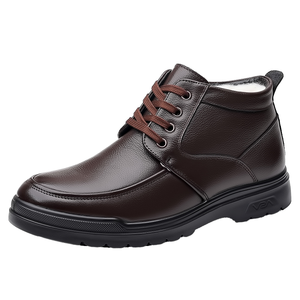 รองเท้าลำลองหนังแท้แบบผูกเชือกบุขนนุ่มเพิ่มความสูงสำหรับผู้ชาย รุ่นวินเทอร์สปริง - Product Image 1