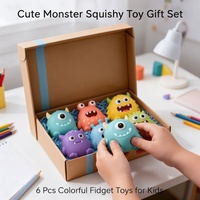 Lot de 6 jouets anti-stress Squishy Monstre Mignon à remontée lente en mousse PU, ensemble cadeau sensoriel