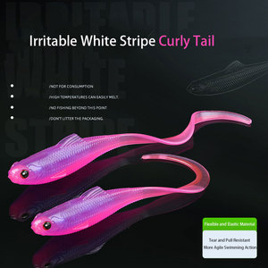 Señuelos de Pesca Artificiales con Cola Rizada y Rayas Blancas Irritables para Pesca de Lubina, Lucio, Pez Mandarín, Pez Negro, Pesca Salvaje - Product Image 2
