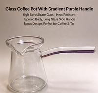 Cafetière turque en verre transparent avec poignée latérale, Cezve conique en borosilicate résistant à la chaleur pour la maison et le café