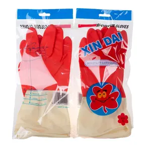 Personalizable de manga larga de fábrica al por mayor de lavado de estilo plato reutilizable látex limpieza del hogar guantes de trabajo de goma