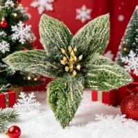 Große Rote Samt-Weihnachtsstern-Blumendekoration, Realistisch und Wasserfest, für Tischdekoration