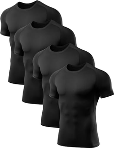 Camiseta Deportiva de Compresión de Manga Corta de Secado Rápido para Hombre con Logotipo Personalizado, Camiseta Deportiva Informal Ajustada de Poliéster para Hombre - Product Image 1