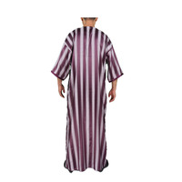Thobe de prière pour homme, style marocain, à manches courtes, en tissu rayé