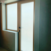 Fenêtre à battant DEMEA moderne en bois recouvert d'aluminium, résistante aux ouragans, double vitrage trempé, ouverture manuelle pour maison résidentielle