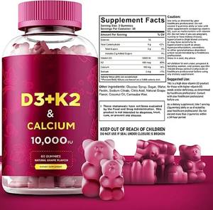 Gomitas de Vitamina D3 K2 con 10000 UI y Calcio 100mg - Vitamina D3 para Adultos - Vitamina K2 MK7 100mcg - Suplemento de Vitamina <span class=keywords><strong>D</strong></span> - Product Image 6
