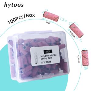HYTOOS 3mm petites bandes de ponçage roses pour perceuse à ongles électrique <span class=keywords><strong>lime</strong></span> polissage ongles cuticule propre pas de mèche en acier inoxydable - Product Image 1