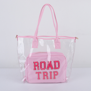 Großer individueller Druck Mädchen Damen Strand-Tote-Handtasche Schulter durchsichtige durchsichtige Pvd-Tote-Tasche Sommer kunststoff-wasserdichte Einkaufstasche - Product Image 2