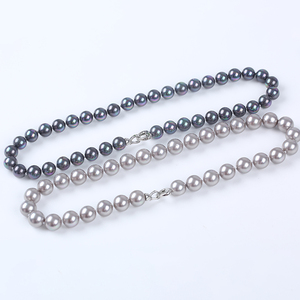 10/12mm Tahiti Black/Grey Color Natural Round Shape Shell Beads Mother of <strong>Pearl</strong> Jewelry <strong>Set</strong> - Product Image 3