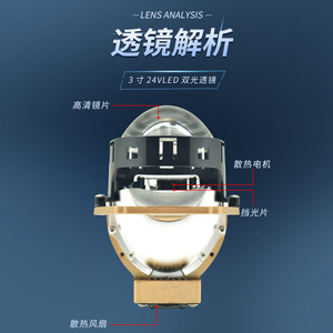 ไฟหน้ารถยนต์ LED แบบเลนส์คู่ ขนาด 3 นิ้ว 24V  อะลูมิเนียมอัลลอยด์ กำลังสูง ความสว่างสูง รวมไฟสูง-ต่ำ - Product Image 1
