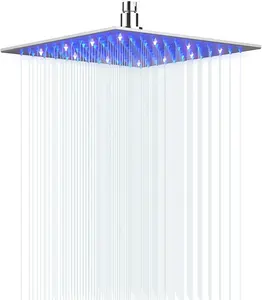 Chuveiro 304 aço inoxidável, alta qualidade américa padrão design moderno banheiro chuveiro quadrado led