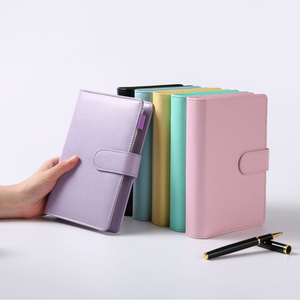 Carnets A5 en cuir métallique à six anneaux, <span class=keywords><strong>classeur</strong></span> A6 en cuir PU à six anneaux avec porte-cartes pour <span class=keywords><strong>classeur</strong></span> de <span class=keywords><strong>budget</strong></span> personnel - Product Image 1