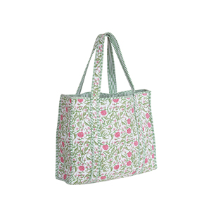 Cotton Quilted Handmade Eco-Friendly Reversible Tote Bag Bohemian Open Top All Seasons Summer Autumn Beach Solid Color Style - Product Image 6