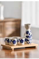 Ensemble de vaisselle en céramique Seigaiha de style japonais, bleu et blanc, pour le saké, gobelets à vin, hôtel, restaurant, ensemble cadeau