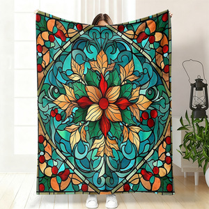 Manta de Franela con Diseño Floral Mandala, Reversible, Cálida y Acogedora para el Hogar u Oficina, Personalizable, Venta al Por Mayor - Product Image 5
