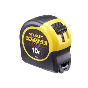 Ruban à mesurer automatique Stanley Fatmax 10m, métrique, avec bouton de verrouillage, retour automatique, ABS, acier inoxydable - Product Image 1