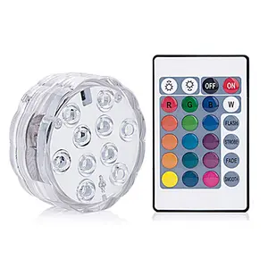 10 Leds Multicolor Afstandsbediening Vaas Base 2.8 Inch Waterdichte Dompelpompen Aquarium Licht