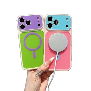 เคสแม่เหล็กสีโดปามีนตัดกันสำหรับ iPhone 17 16 15 14 13 Pro Max - ป้องกันเลนส์กล้องแบบหน้าต่างใหญ่ กันกระแทก - Product Image 4