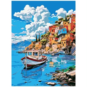 Kit de Peinture par Numéros Série Paysage Bateaux Marins Maisons Colorées Sans Cadre Ambiance Magnifique Art Mural DIY Peintures Décoratives - Product Image 1